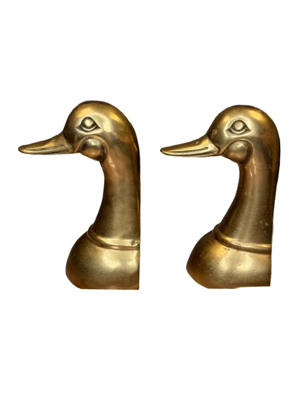 Vintage Brass Duck Bookends | Mid-Century Waterfowl Bookends